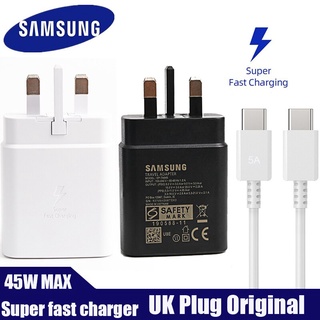 Samsung 45W UK Plug Super Fast Charger PD Type C To Type C Cable For Galaxy S21 S20 A72 A71 A91 Note10 Note20
