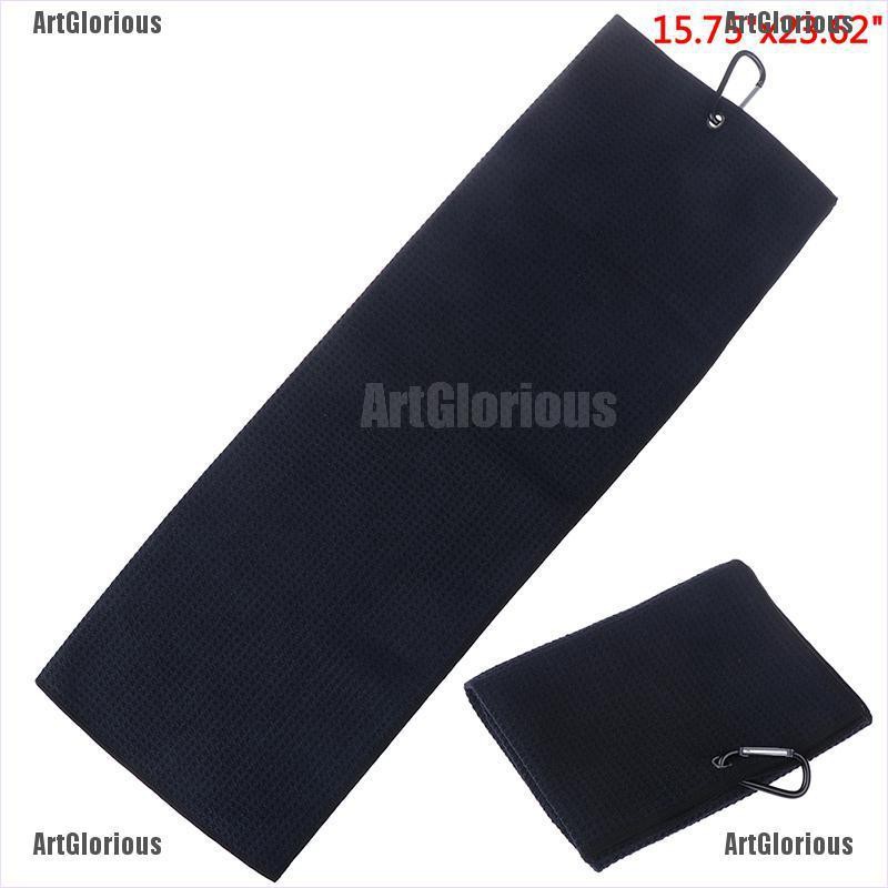 ArtGlorious Trifold Microfiber Golf Towel 16” x 24” With Hook Cleans Clubs Balls Hands