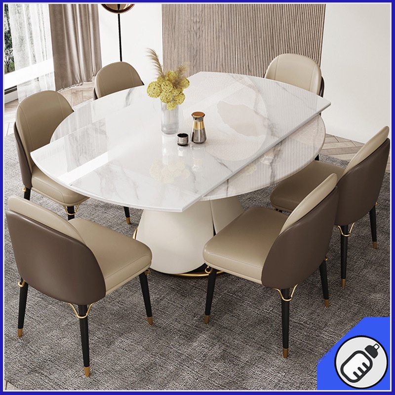 Dining Table Telescopic Rotating, Foldable Round Dining Table Singapore