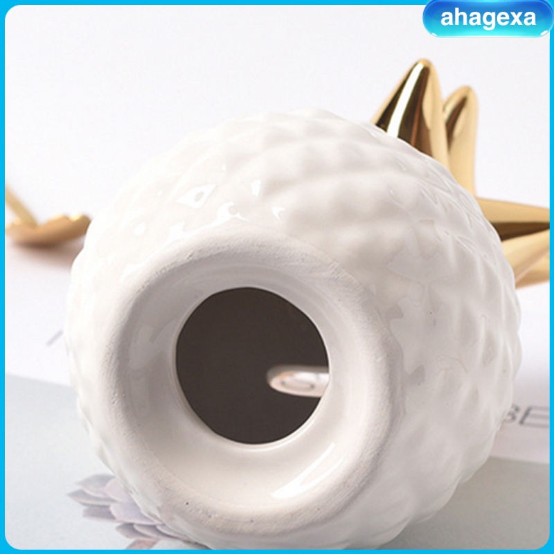 Image of [Ahagexa] Pineapple Shape Money Box Deco Figurine Piggy Bank Ceramic Coin Bank Gift Idea Size 8 X 13 Cm, White / Gold Color #4