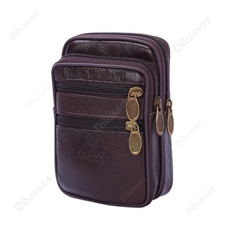 Dilusso Multi-function Men Cowhide Leather Waist Bag Business Casual Phone Pouch