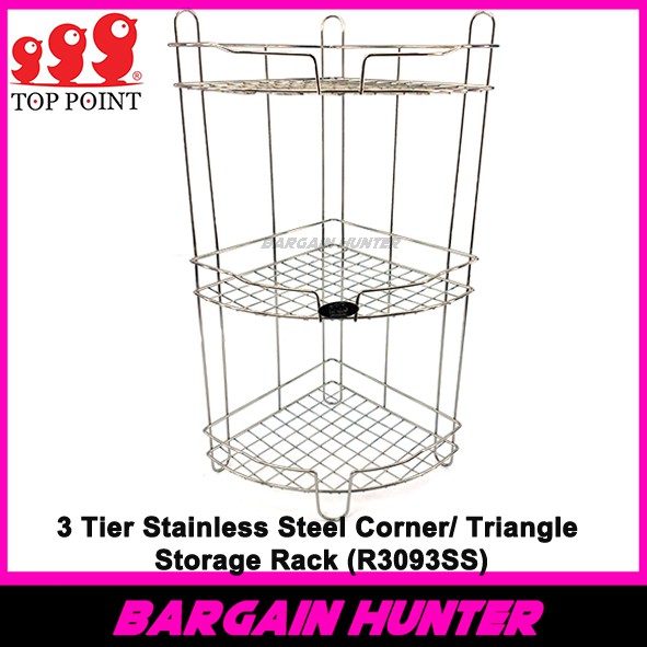 BARGAIN HUNTER 3 Tier Stainless Steel Corner/ Triangle Rack Bathroom