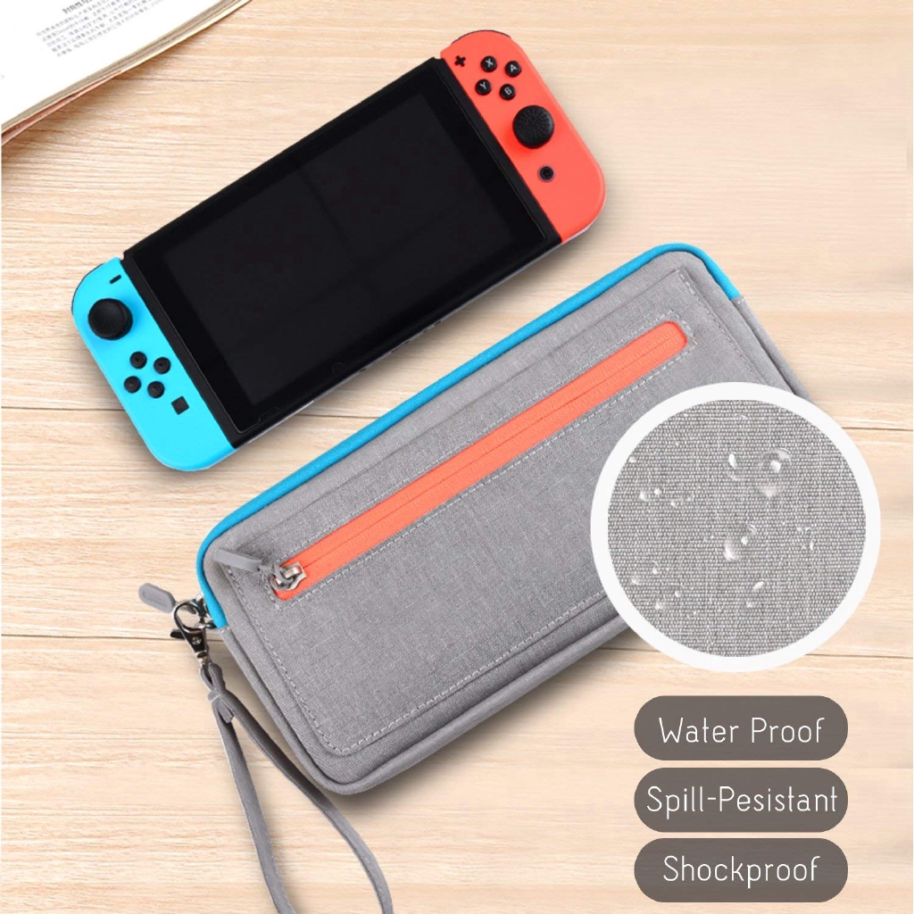 Slim Switch Case bag, soft Waterproof Travel Carrying Case with 5 Game