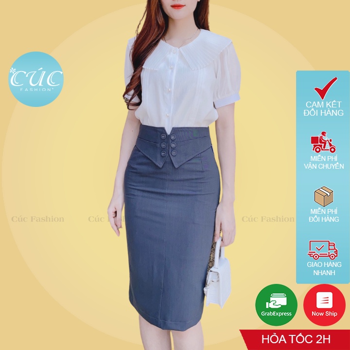 Chân váy bút chì CÚC FASHION đầm nữ ôm che bụng cao cấp dài qua gối nhiều màu thời trang công sở đẹp
