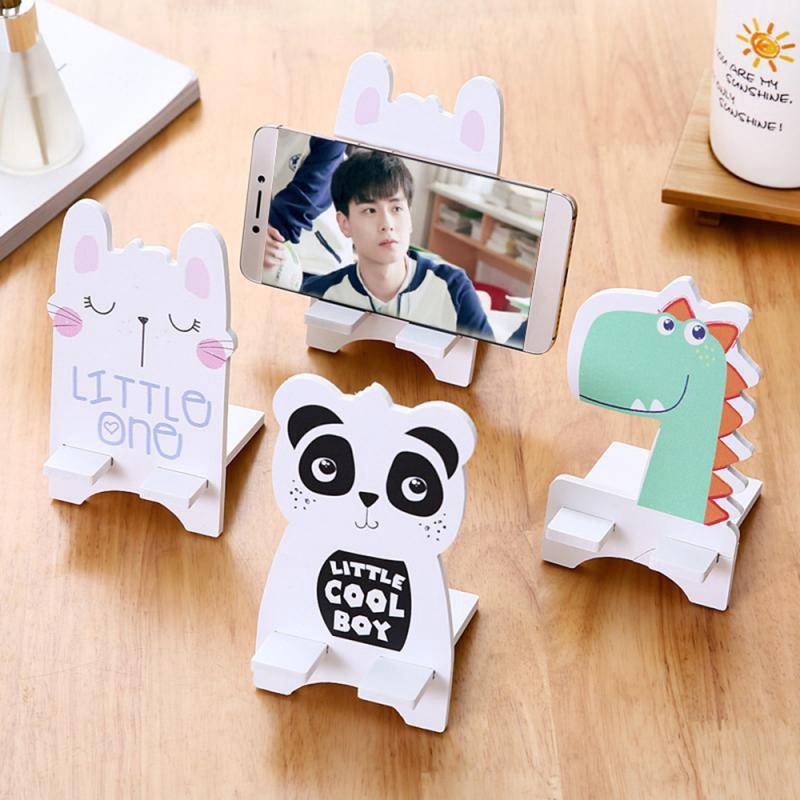 Universal Animal Wood Cartoon Mobile Phone Holder Stand Cute Cat Dog  Painting Desk Cell Phone Stand | Shopee Singapore