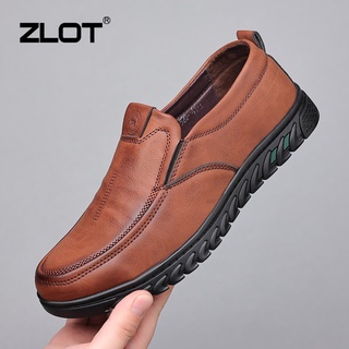 【ZLOT】Brand Luxury Men Fashion Brown Shoes 2022 New Casual Leather Shoes For Men