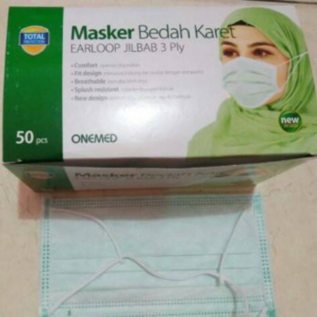 ONEMED Masker  Bedah  Karet  3 Ply Mask X 5 Pieces Ready 