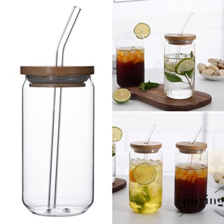 550ml/470ml Glass Cup With Lid and Straw Transparent Bubble Tea Cup