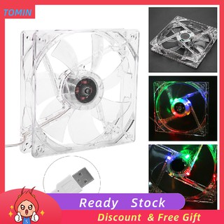 [READY STOCK] 12cm USB LED Transparent Colorful Light PC CPU Cooling Fan