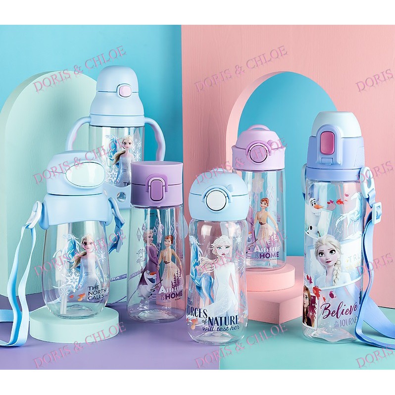 Frozen Elsa Blue Combo Kids Children Water Bottle Silicone Straw/Spout/Direct Drinking Tritan