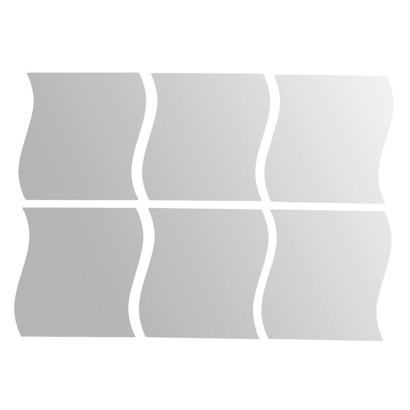 6Pcs 3D Wave Mirror Removable Wall Stickers Home Art Decoration Decal Mural DIY