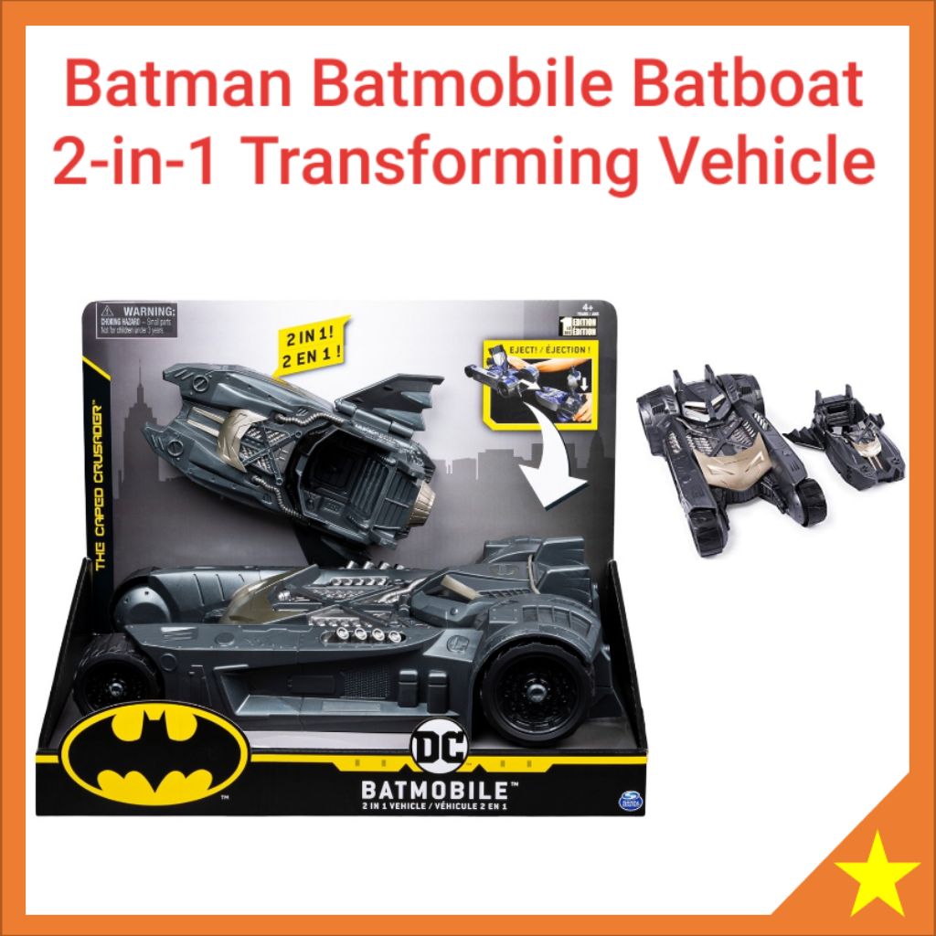 Spin Master Batman Batmobile Batboat 2in1 Transforming Vehicle Set