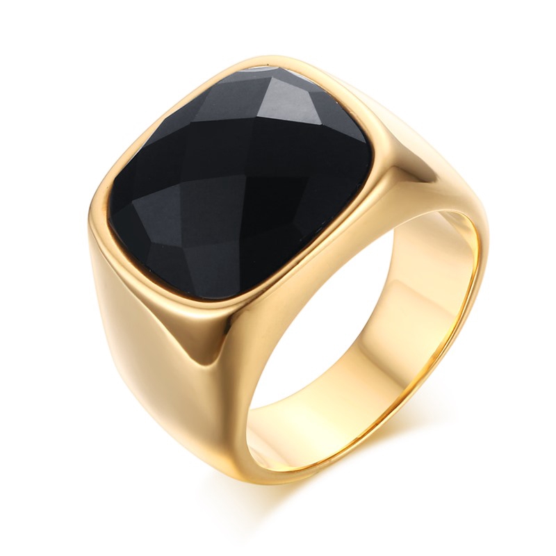 Punk Black Onyx Stone Rings Gold Color Stainless Steel Black Stone Signet Ring Men Rock Fashion Punk Jewelry Shopee Singapore