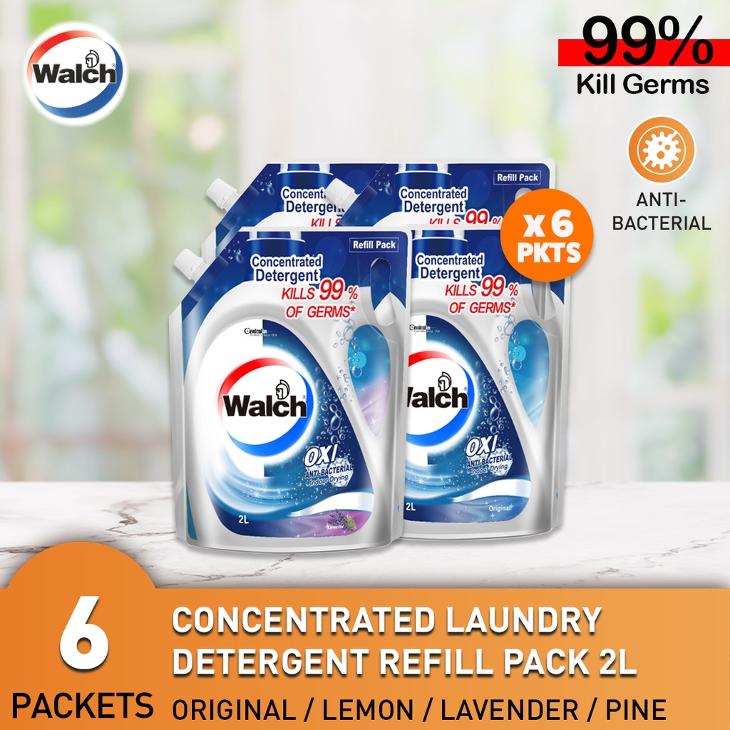 Walch Antibacterial Laundry Detergent Refill 2L x 6 Packets | Shopee ...