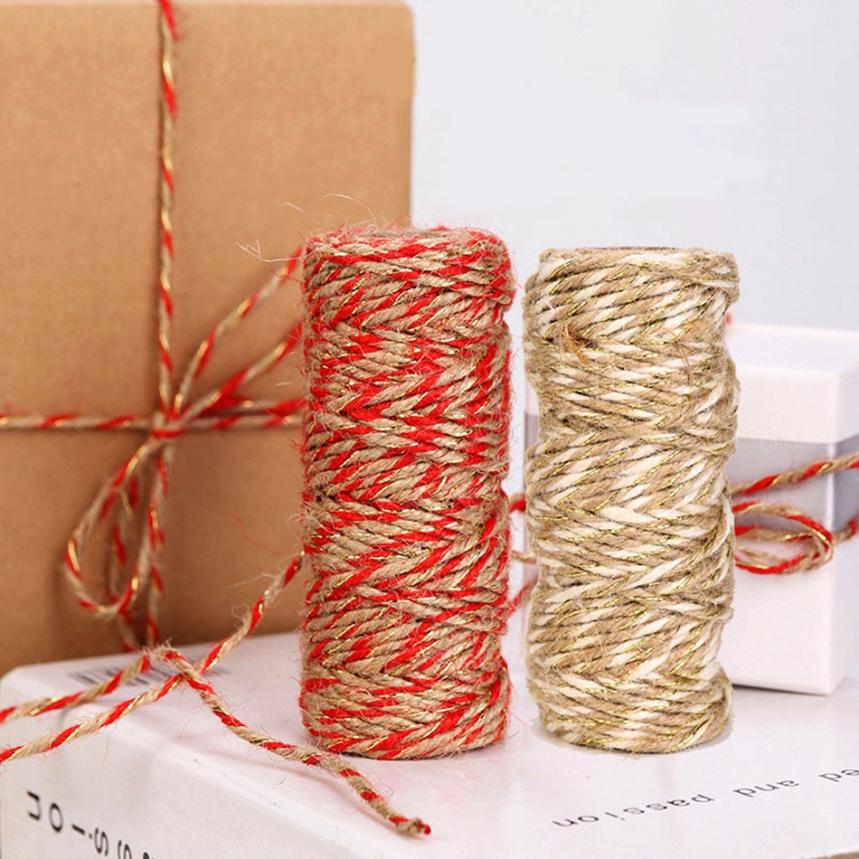 Set of 3 Christmas Gift Wrapping Jute Cotton String Rope Baker Twine Red, Green, Natural 
