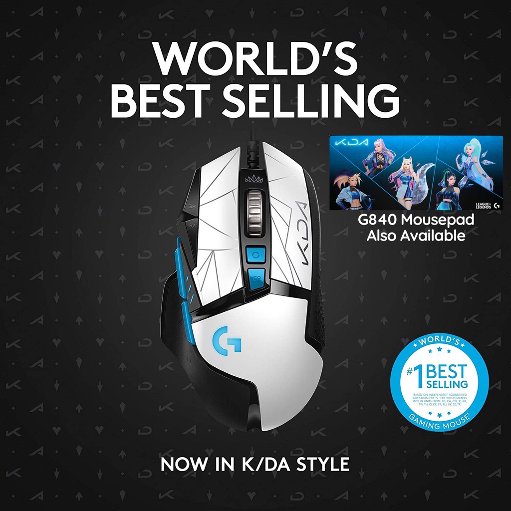 Logitech G502 KDA High Performance Gaming Mouse / Logitech G840 K/DA XL