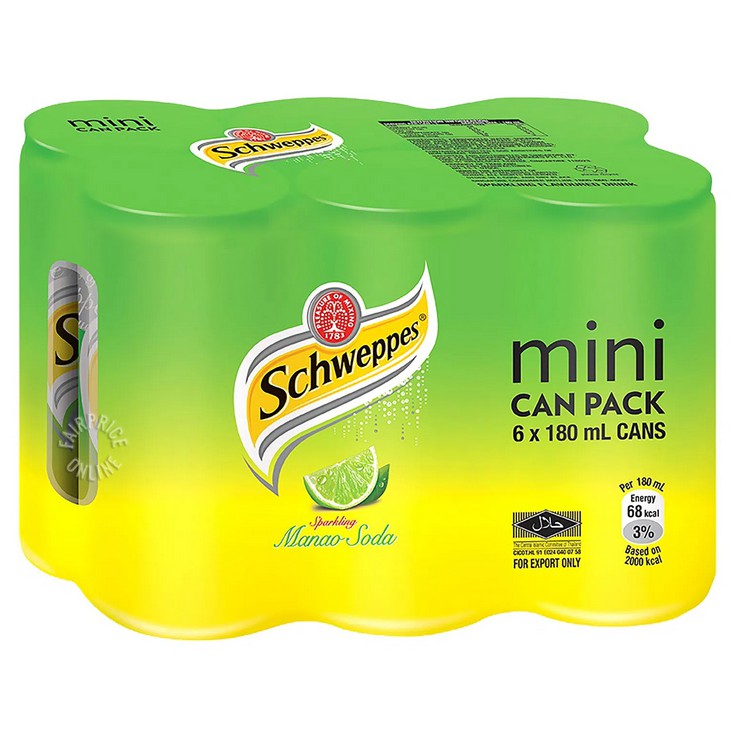 Schweppes Mini Sparkling Manao Soda 6x180ml Shopee Singapore 