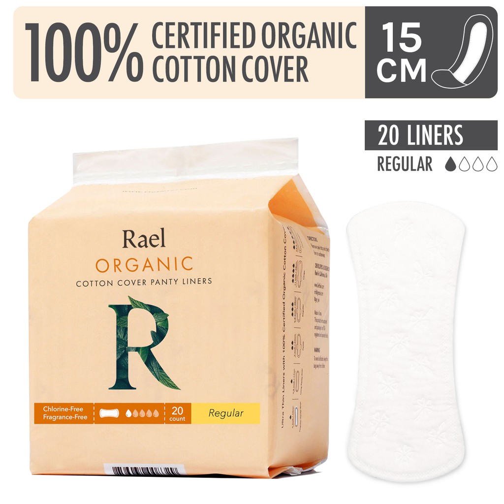 Rael Panty Liners with Certified Organic Cotton Cover Regular 20s
