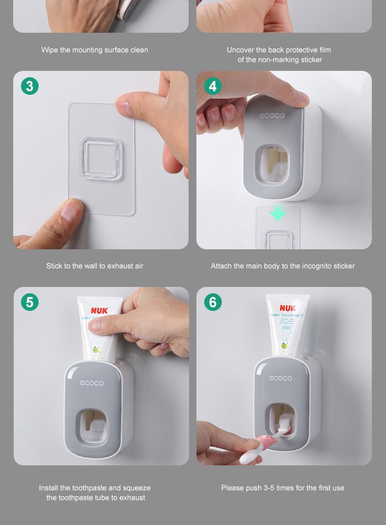 ECOCO Wall Mount Household Automatic Toothpaste Dispenser Toothbrush
