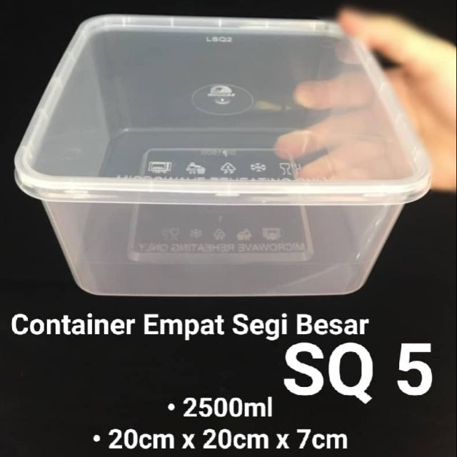 Disposable Plastic Food Container Sq5 Square Container For Large Food Used Four Rectangular Shopee Singapore