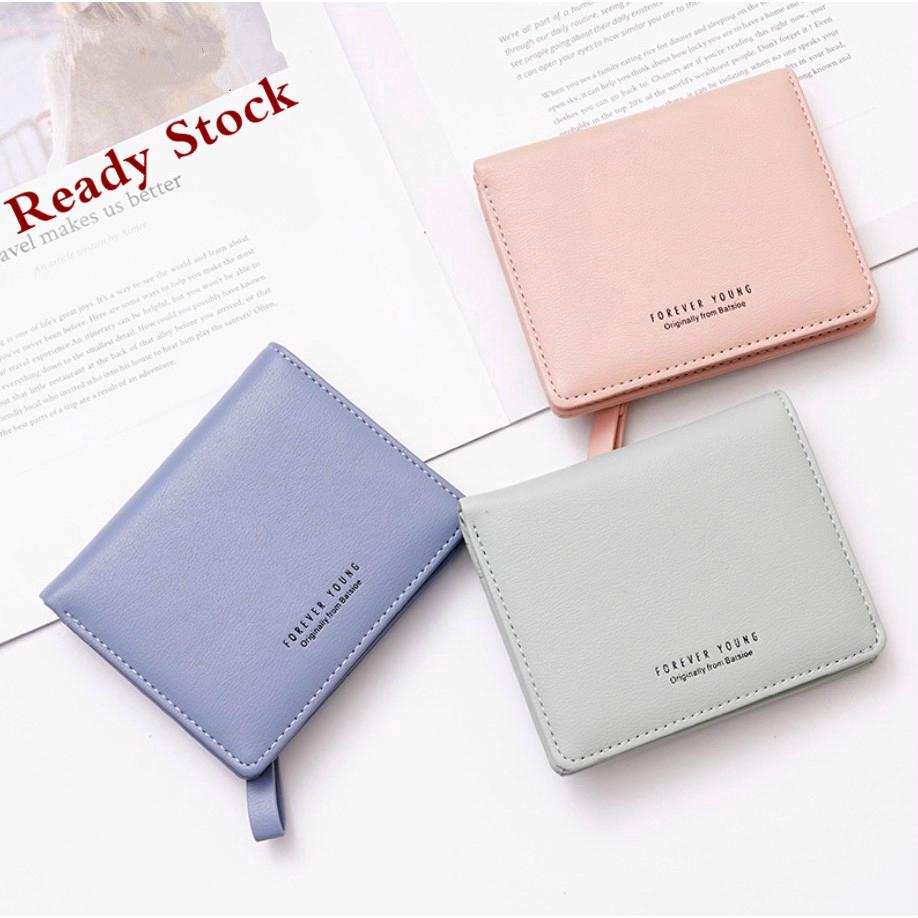 Image of Forever Young Simple Fashion Ultra-Thin Wallet Multi-Card Buckle Short Coin Purse Ladies Student Clip Texture