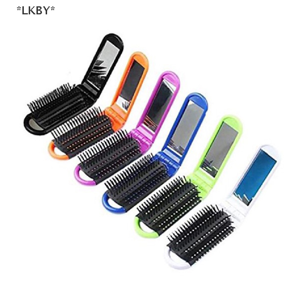 [[Luckybabys]] Professional Travel Hair Comb Portable Folding Hair Brush & Mirror Compact Comb