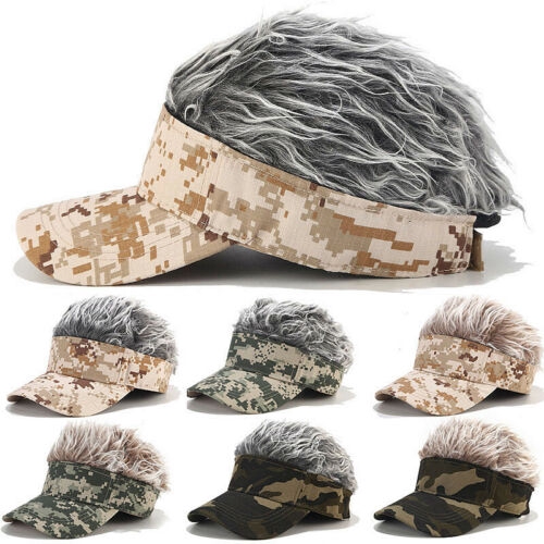 Flair Hair Men S Visor Hats Cap With Grey Silver Hair Camo Bald