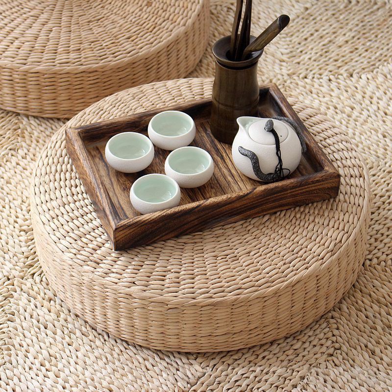 Good Item 50cm Round Pouf Tatami Cushion Floor Cushions Natural