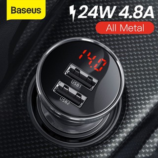 Baseus 24W USB Car Charger for Phone 4.8A Fast Mobile Phone Charger Adapter for Xiaomi with LED Display Car Phone Charger