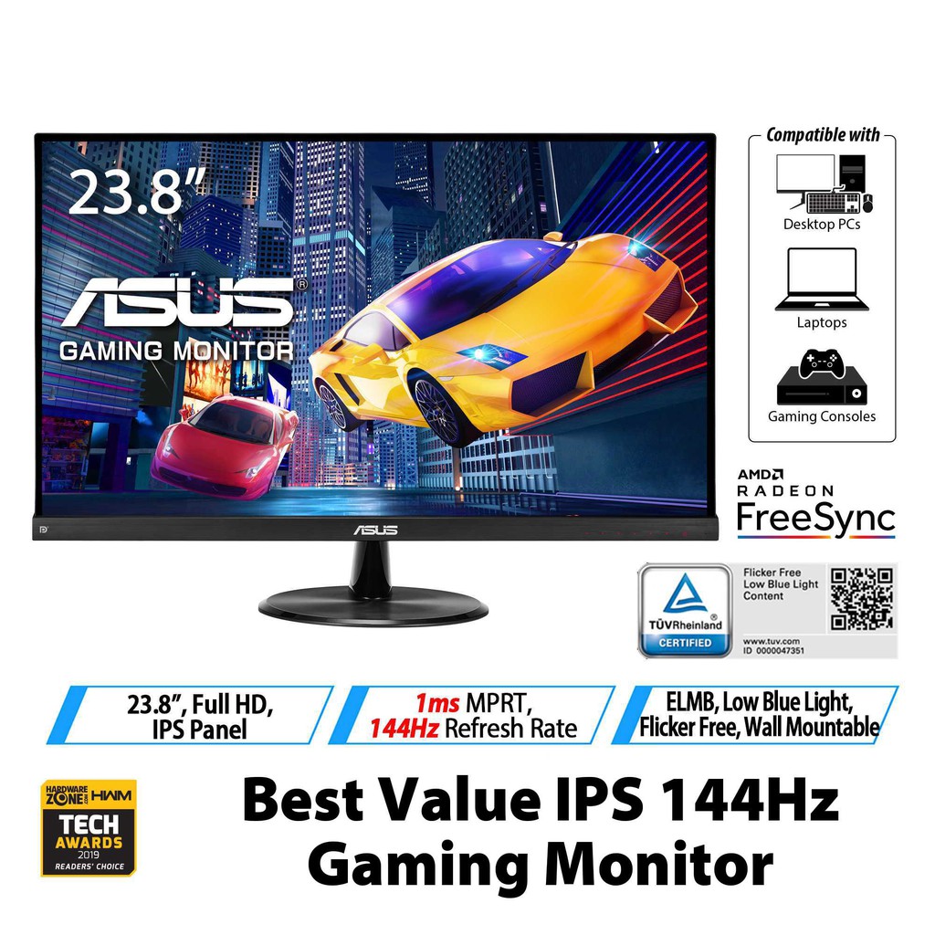 Asus Vp249qgr Gaming Monitor 23 8 Inch Full Hd Ips Frameless 1ms Mprt 144hz Adaptive Sync Freesync Shopee Singapore