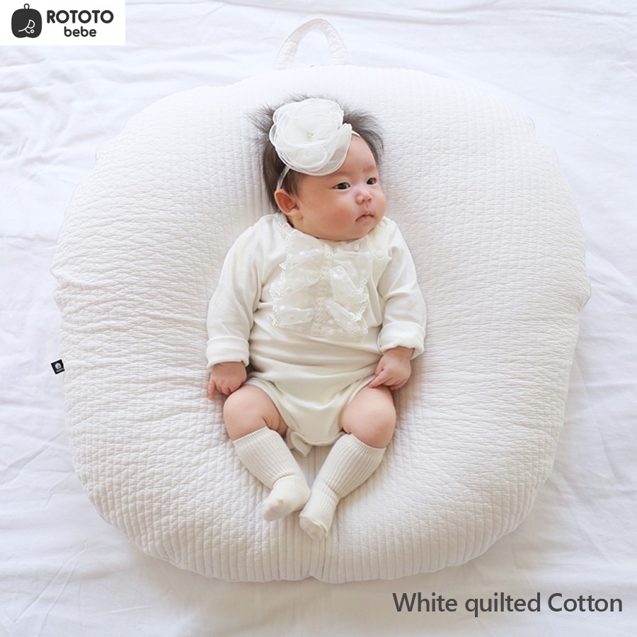 RototoBebe Nursing Pillow No Vomit Cushion White Quilted cotton