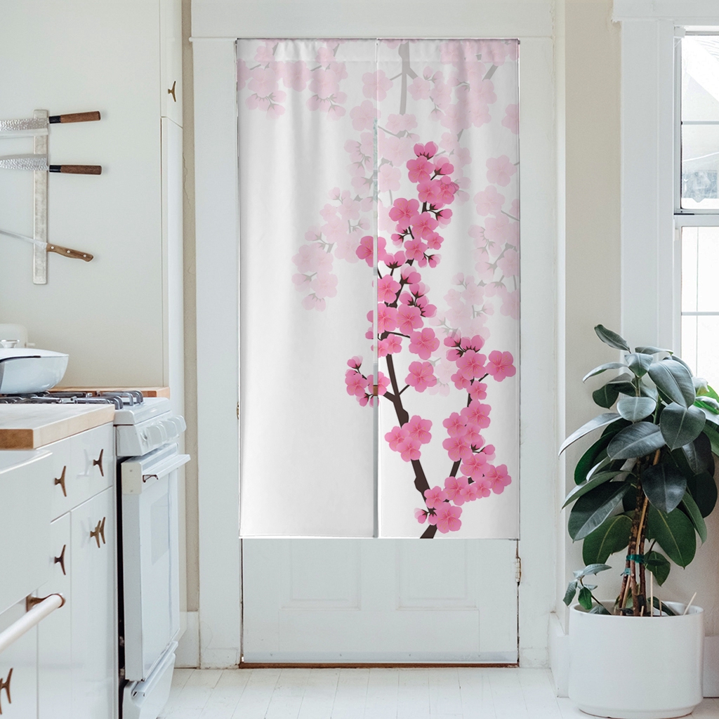 Pink Cherry Blossom Curtains Blinds Door Curtain Home Bedroom Kitchen Bathroom Decoration Shopee Singapore