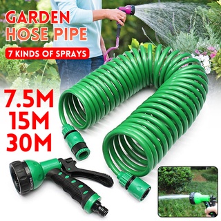 Garden Cleaning Water Gun with 2.5m Retractable Spring Hose Connector Set 