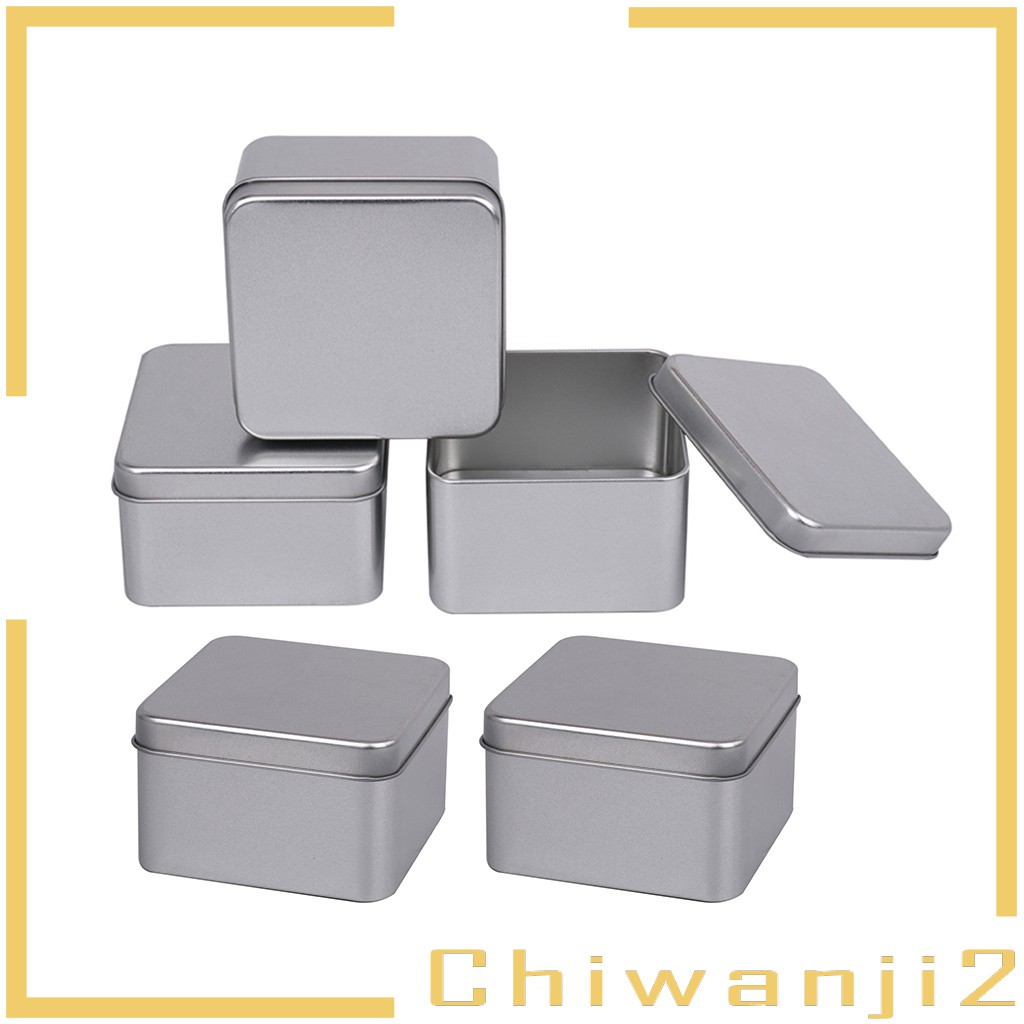 Chiwanji2 5pcs Small Square Tin Boxes Metal Storage Case Jewellery Keys Coins Gift Box Shopee Singapore