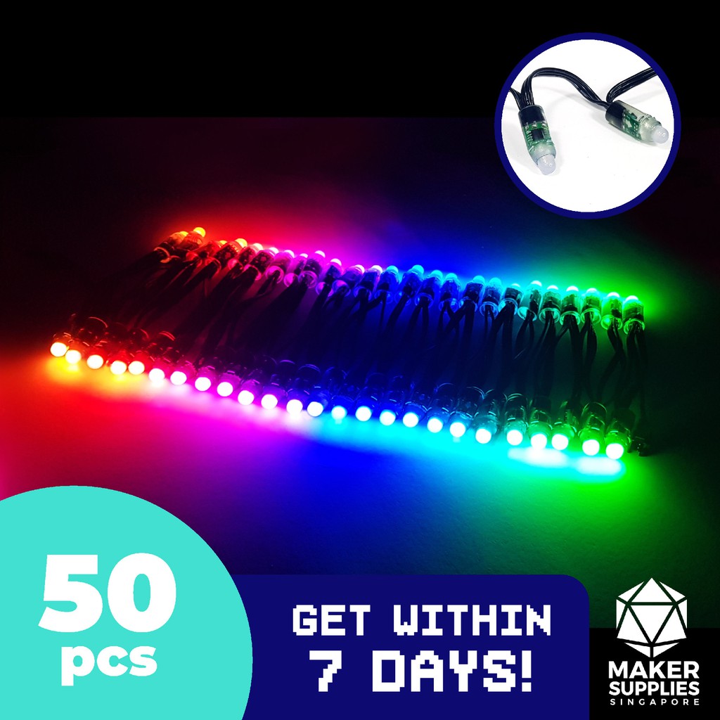 WS2811 Waterproof Programmable RGB LED Strip Black Wire String NeoPixel ...