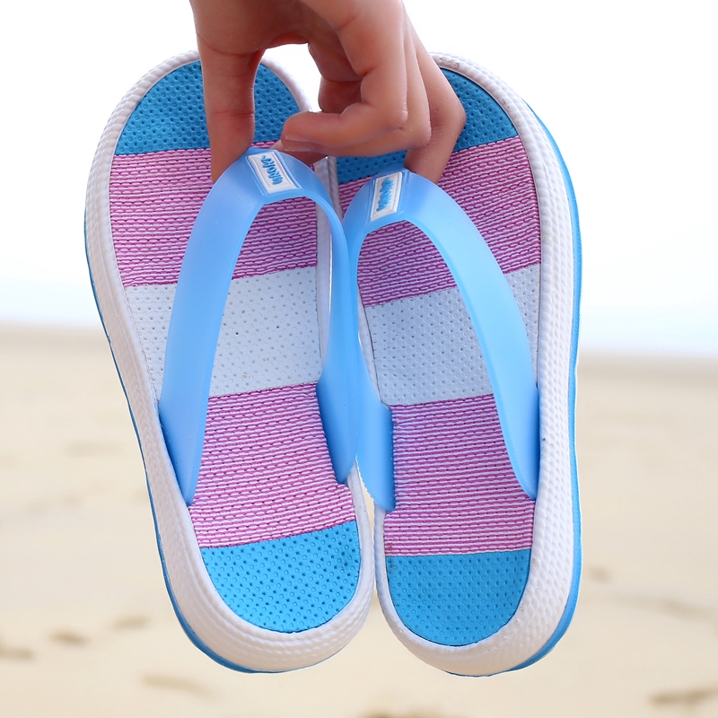 rainbow color flip flops