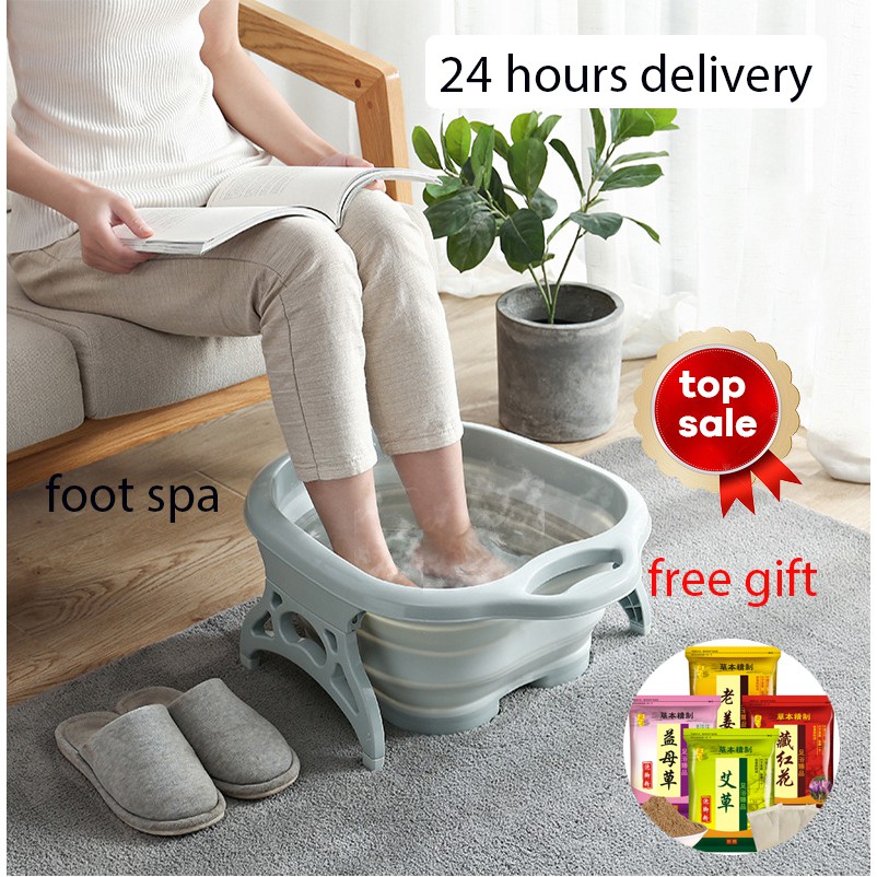 EmmAmy® home Foldable Footbath plain foaming massage bucket foot bath