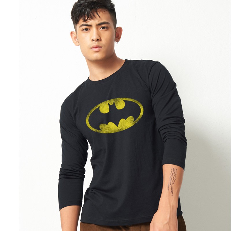 Batman T Shirt Long Sleeve Traditional Logo Loose Autumn Cotton Long Sleeve T Shirt Shopee Singapore