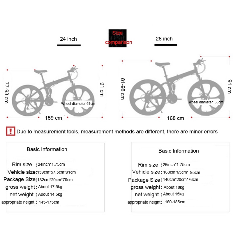 24 inch bike to cm