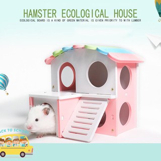 Fun Pet Hamster Rat Hedgehog Squirrel Ladder House Bed Nest Cage Toy New H