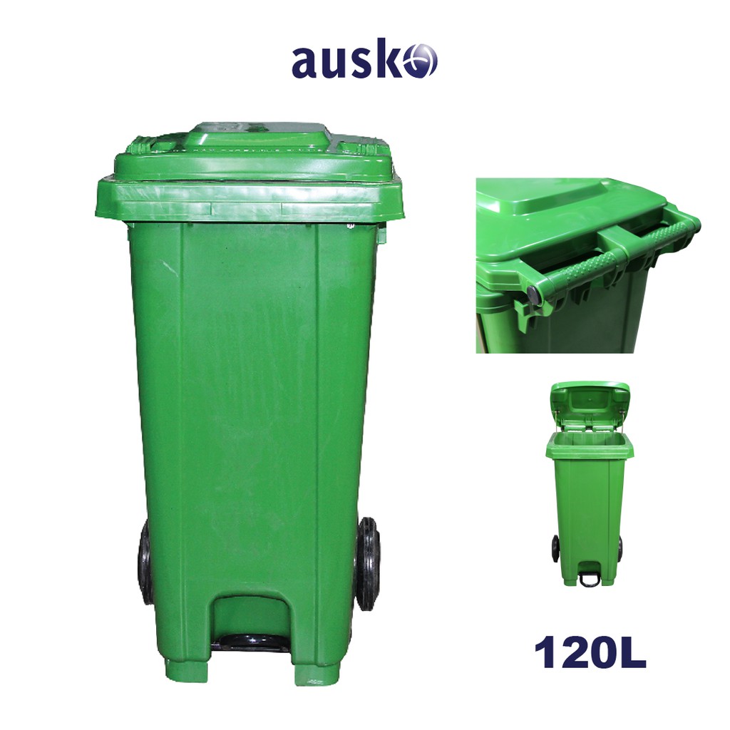 Integrated Foot Pedal Mobile Garbage Bin 120L [Multiple Colour] Waste