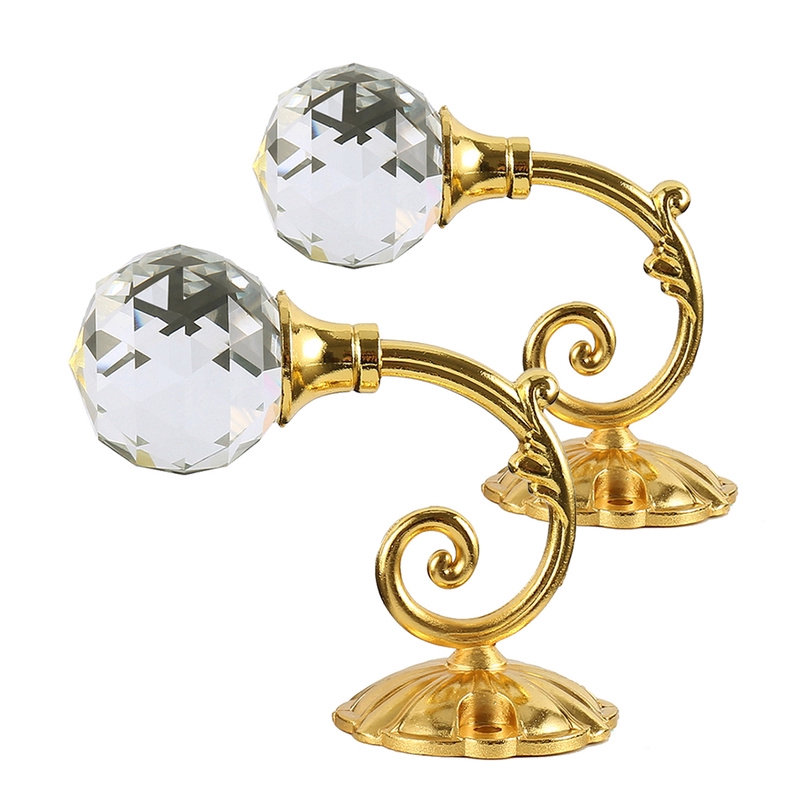 2pcs Round Crystal Curtain Tiebacks Metal Buckle Drapery Holdback