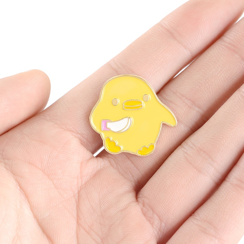 Image of Little Yellow Chicken Enamel Pins Smol Knife Don't Kill My Vibe Brooch Badges Lapel Pin Animal Jewelry Gift for Kids Friends #6