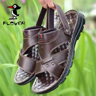First Layer Cowhide Woodpecker Massage Sole Sandals Men's Genuine Leather Thick-Soled Slippers Beach Shoes Fyyywh.m #5