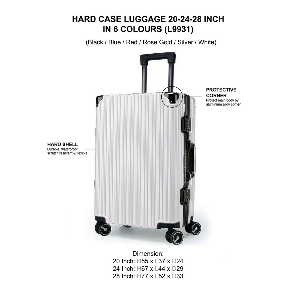 24 inch hard case luggage