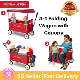 radio flyer wagon with canopy blue seats