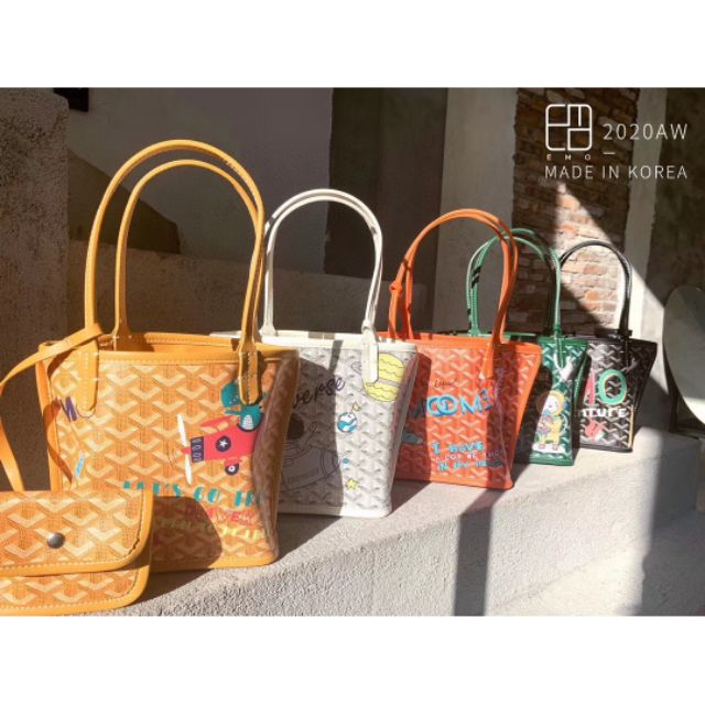 Korean Emo Dog Tooth Graffiti Tote Pack Small Shopee Singapore