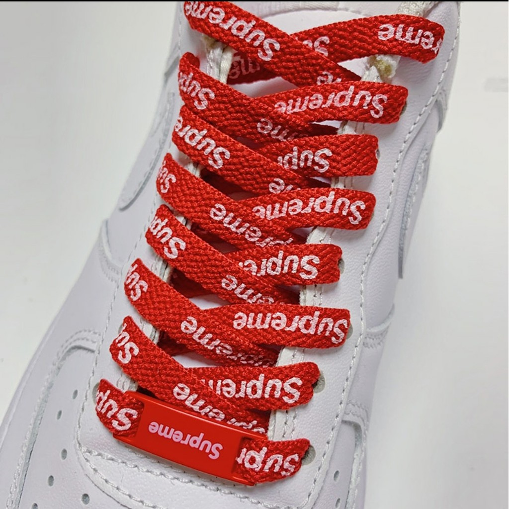 NEW RED OR BLACK SUPREME SHOELACES DOUBLE SIDED STAMPED LOGO FREE SHIPPING