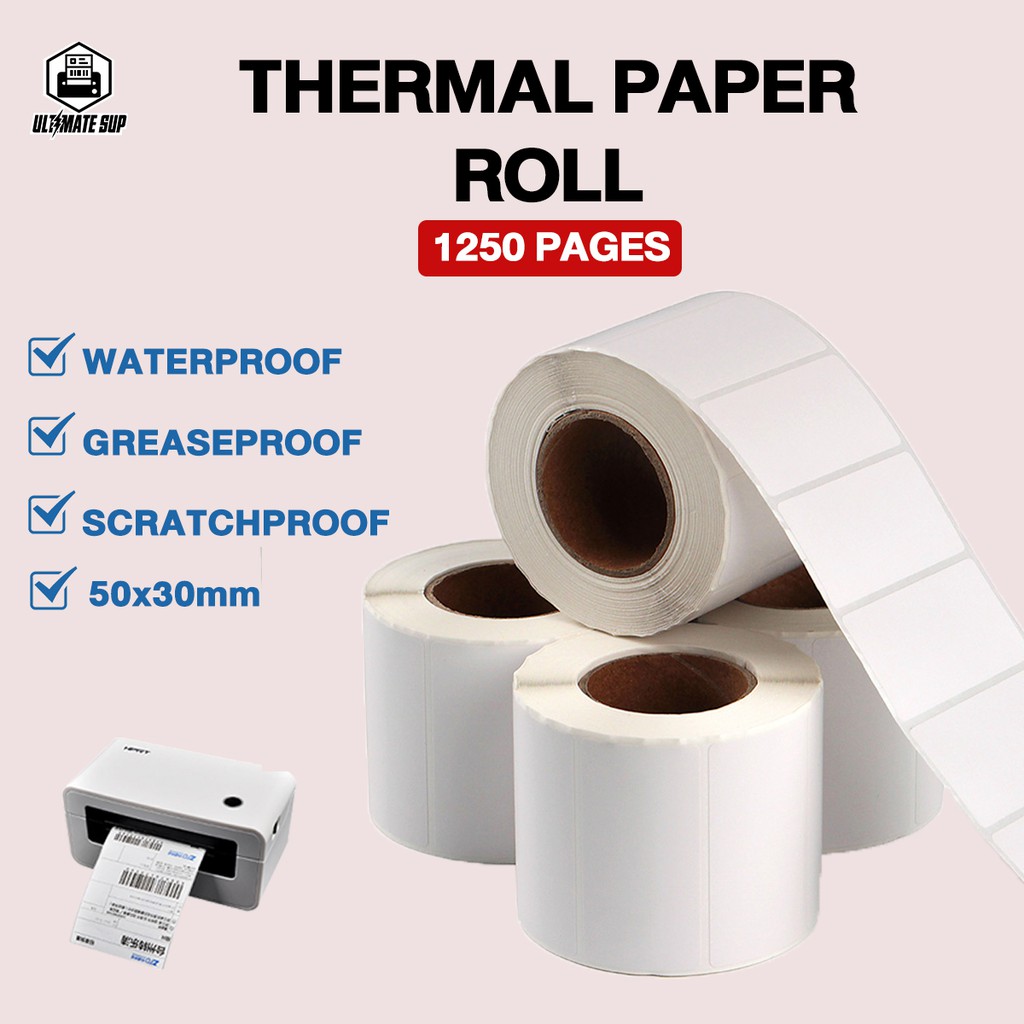 1250 Pages 50x30mm Thermal Paper Roll For Hprt Thermal Printer Ultimate Supply Shopee Singapore 8132