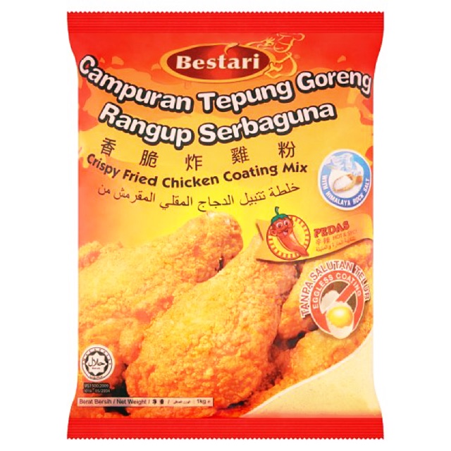 Bestari Tepung Goreng Serbaguna Pedas Crispy Fried Chicken Coating Mix 1kg Hot Spicy Shopee Singapore